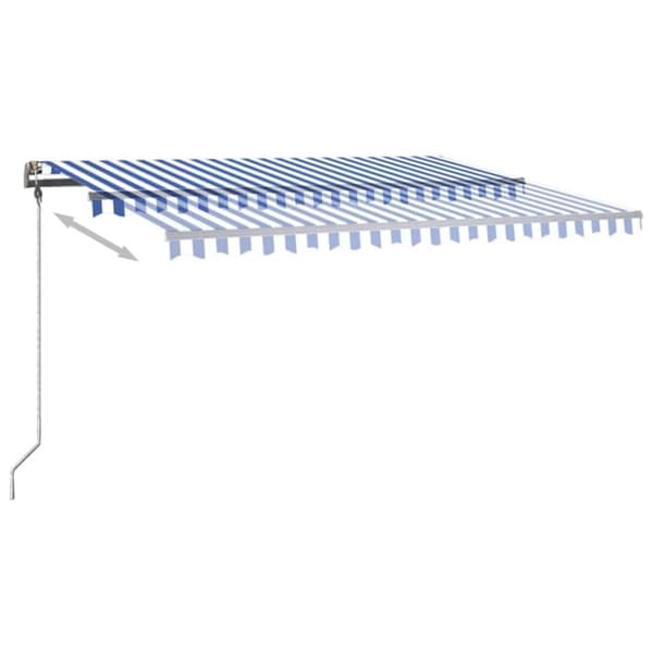vidaXL Markis manuellt infällbar med LED 400x300 cm blå och vit - Markiser