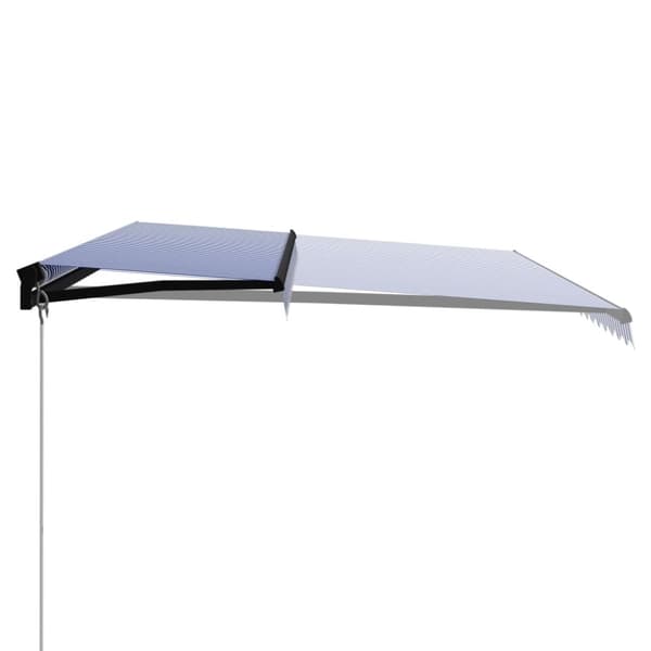vidaXL Manuaalisesti sisäänkelattava markiisi 500x300 cm sinivalkoinen - Markiisit