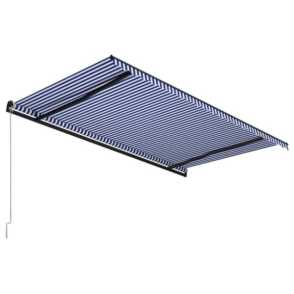 vidaXL Manuaalisesti sisäänkelattava markiisi 500x300 cm sinivalkoinen -  Markiisit
