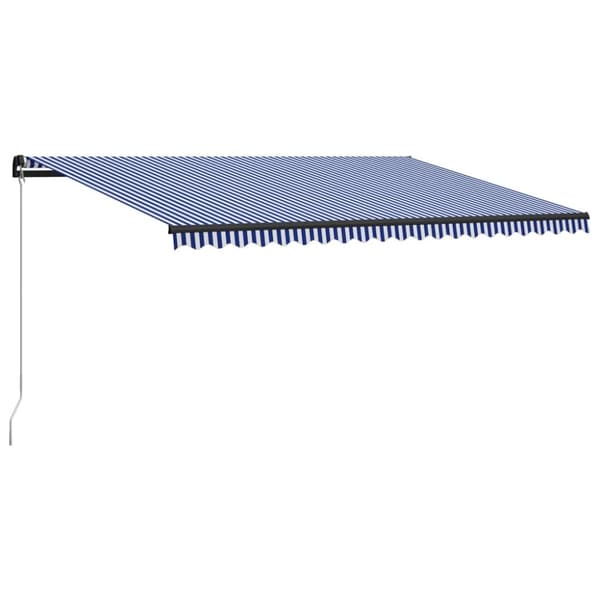 vidaXL Manuaalisesti sisäänkelattava markiisi 500x300 cm sinivalkoinen - Markiisit