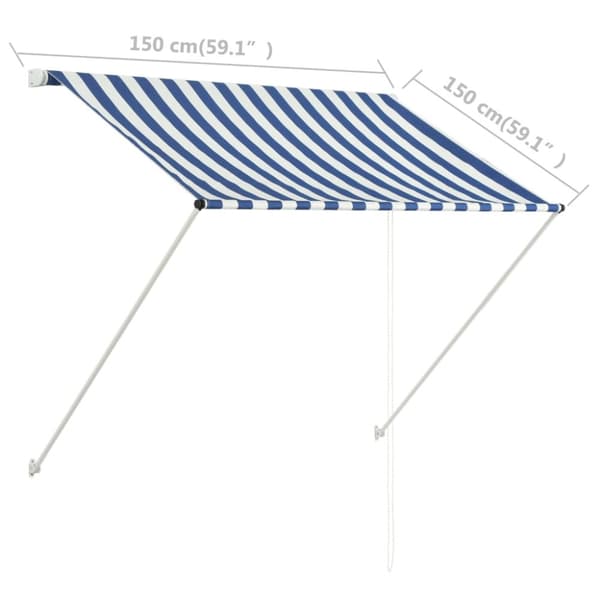vidaXL Markis 150x150 cm blå och vit - Markiser