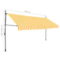 Miniatyrbillede 9 af 9: vidaXL markise m. LED-lys manuel betjening 400 cm hvid og orange -  Markiser