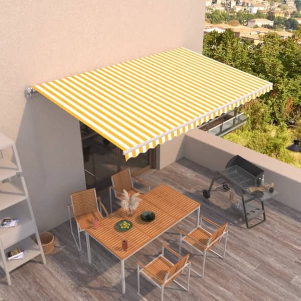 vidaXL Automaattisesti sisäänkelattava markiisi 500x300 cm keltavalk. - Markiisit