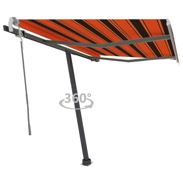 vidaXL fritstående markise 350x250 cm manuel betjening orange og brun -  Markiser