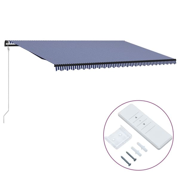 vidaXL Automaattisesti kelattava markiisi 600x300 cm sininen/valkoinen - Markiisit