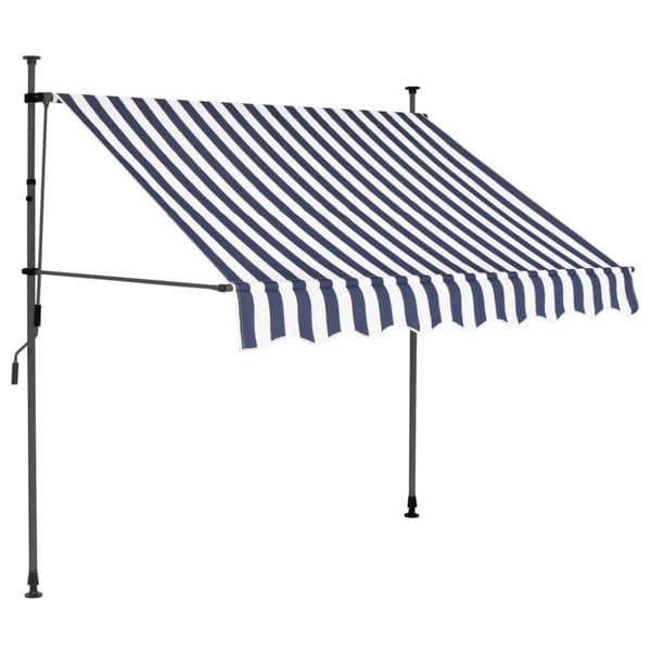 vidaXL Markis manuellt infällbar med LED 150 cm blå och vit -  Markiser