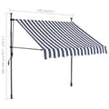 Miniatyrbild 9 av 9: vidaXL Markis manuellt infällbar med LED 150 cm blå och vit -  Markiser