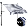 Miniatyrbild 2 av 9: vidaXL Markis manuellt infällbar med LED 150 cm blå och vit -  Markiser