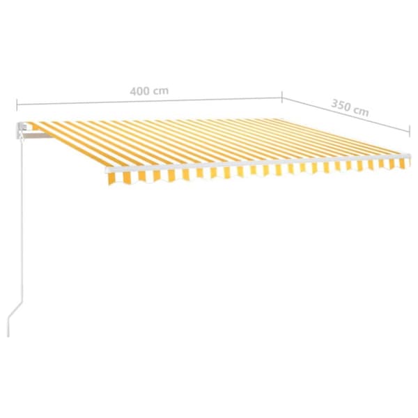 vidaXL Manuaalisesti sisäänkelattava markiisi 400x350cm keltavalkoinen - Markiisit
