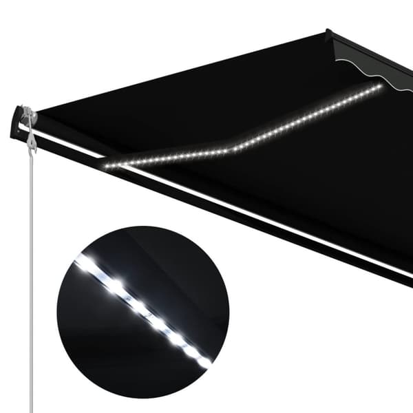 vidaXL Markis manuellt infällbar med vindsensor & LED 300x250 cm antracit - Markiser
