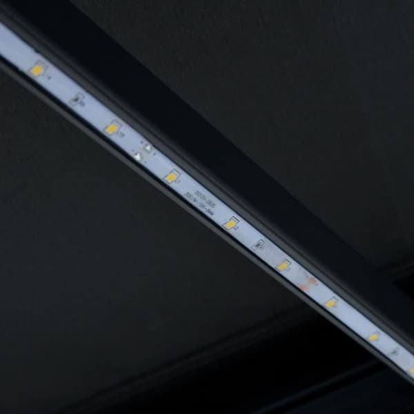 vidaXL Markis manuellt infällbar med vindsensor & LED 300x250 cm antracit - Markiser