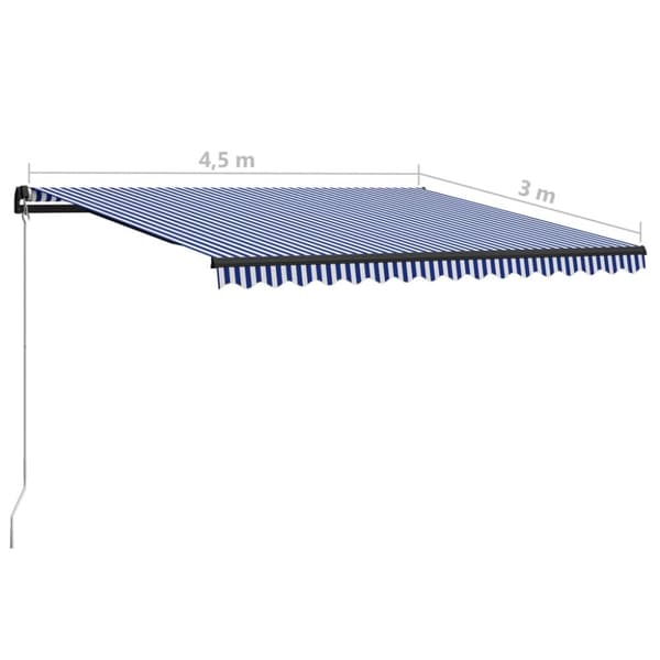 vidaXL Sisäänkelattava markiisi 450x300 cm sininen ja valkoinen - Markiisit