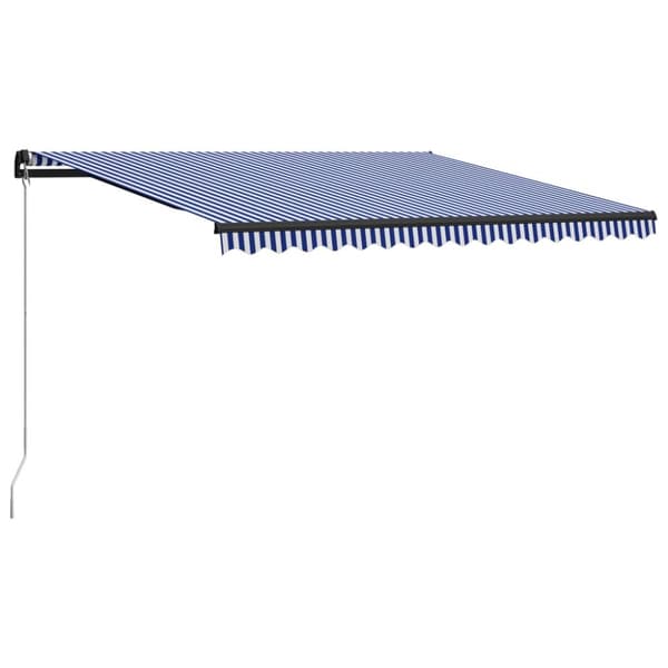 vidaXL Sisäänkelattava markiisi 450x300 cm sininen ja valkoinen -  Markiisit
