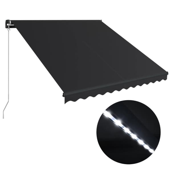 vidaXL markise m. LED-lys 300x250 cm manuel betjening antracitgrå - Markiser