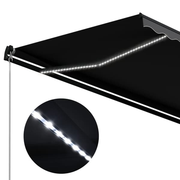 vidaXL markise m. LED-lys 300x250 cm manuel betjening antracitgrå - Markiser
