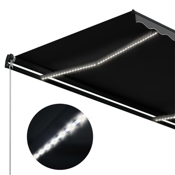 vidaXL Manuaalinen sisäänkelattava markiisi LED 600x300 cm antrasiitti -  Markiisit