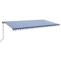 Pikkukuva 3 / 8: vidaXL Manuaalisesti kelattava markiisi LEDillä 600x300 cm sinivalk. -  Markiisit