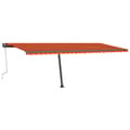 Miniatyrbild 4 av 11: vidaXL Markis manuellt infällbar med LED 600x300 cm orange och brun -  Markiser