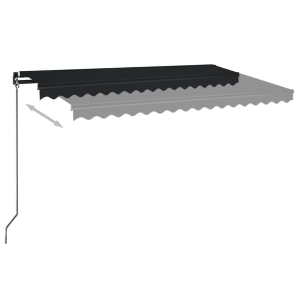 vidaXL Markis manuellt infällbar med LED 450x350 cm antracit -  Markiser