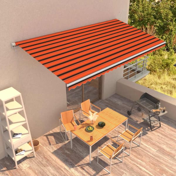 vidaXL Markis automatiskt infällbar 600x300 cm orange och brun - Markiser