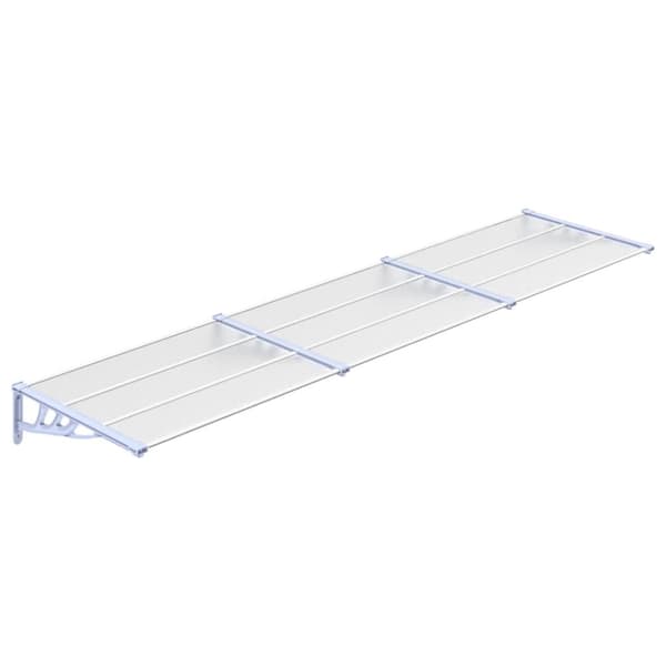 vidaXL Ovikatos harmaa ja läpinäkyvä 358,5x90 cm polykarbonaatti -  Markiisit