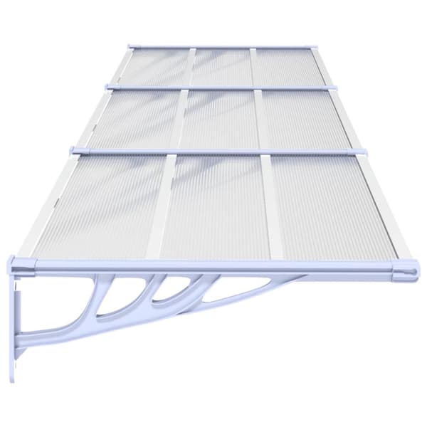 vidaXL Ovikatos harmaa ja läpinäkyvä 358,5x90 cm polykarbonaatti -  Markiisit