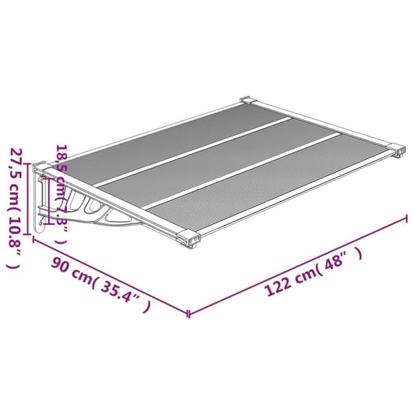vidaXL dørbaldakin 122x90 cm polycarbonat sort og transparent -  Markiser