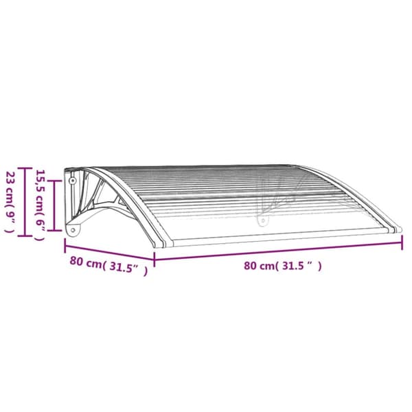 vidaXL Ovikatos musta 80x75 cm polykarbonaatti -  Markiisit