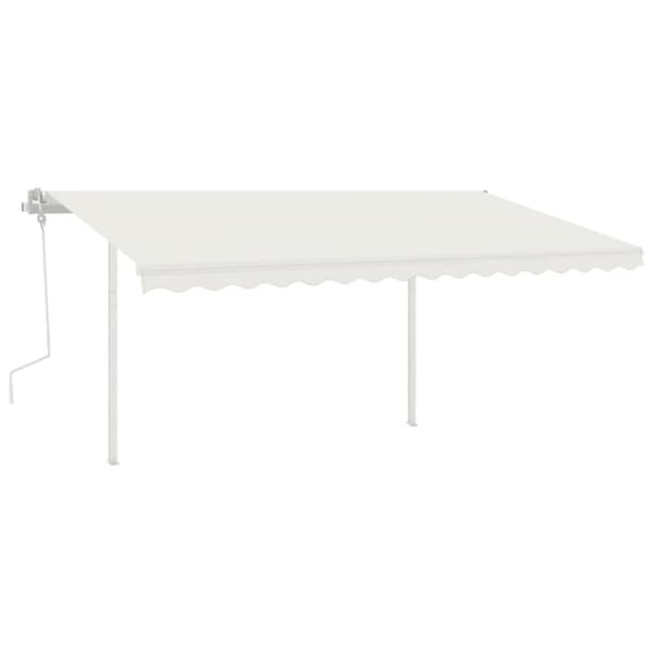 vidaXL foldemarkise m. LED-lys 4x3 m manuel betjening cremefarvet -  Markiser