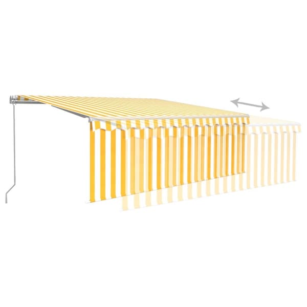 vidaXL Manuell markis med rullgardin & LED 4x3 m gul och vit - Markiser