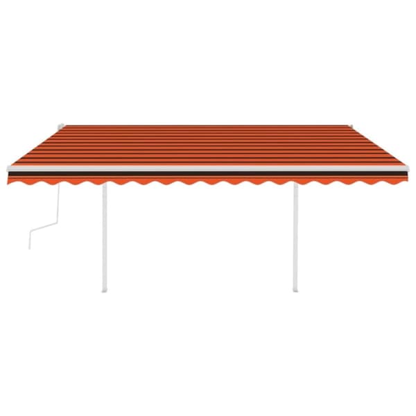 vidaXL Markis med stolpar manuellt infällbar 4,5x3 m orange och brun - Markiser