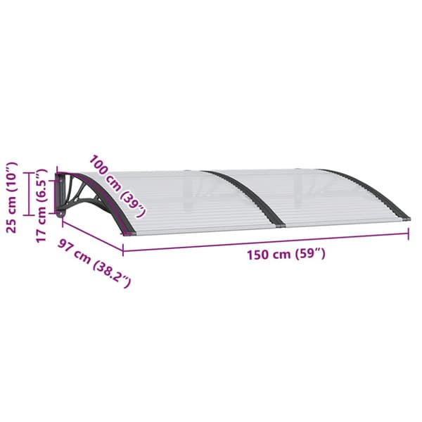 vidaXL dørbaldakin 150x100 cm polycarbonat sort -  Markiser
