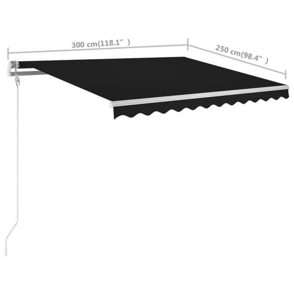 vidaXL Markis med stolpar manuellt infällbar 3x2,5 m antracit -  Markiser