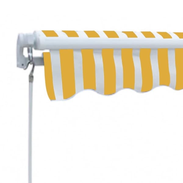 vidaXL Markis manuellt infällbar 300 cm gul/vit - Markiser