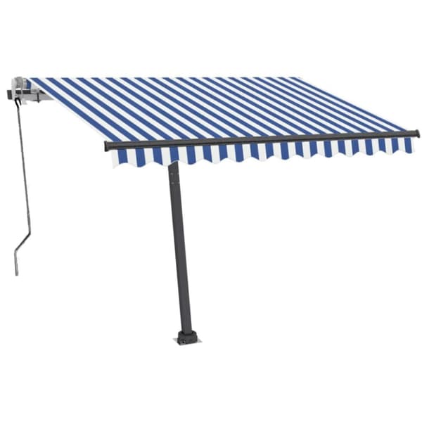 vidaXL Fristående markis manuellt infällbar 350x250 cm gul/vit - Markiser