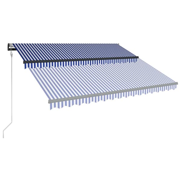 vidaXL Markiisi tuulisensorilla ja LED 450x300 cm sininen ja valkoinen - Markiisit