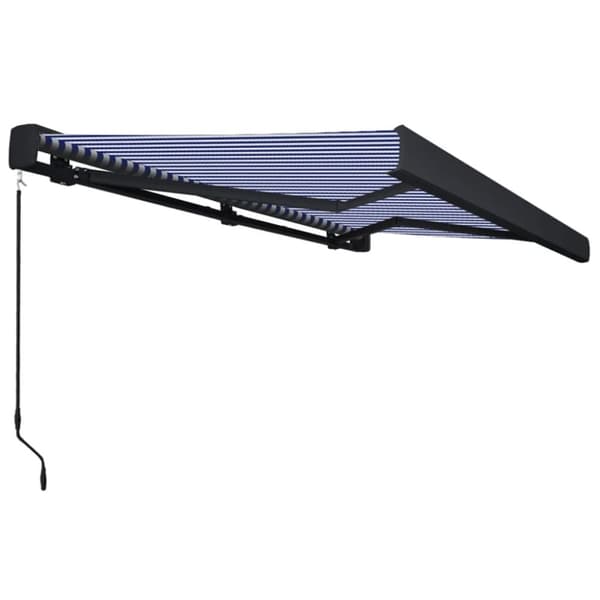 vidaXL Manuaalinen kasettimarkiisi 400x300 cm sininen ja valkoinen - Markiisit
