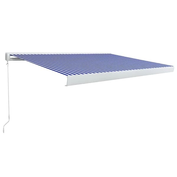 vidaXL Manuaalinen kasettimarkiisi 400x300 cm sininen ja valkoinen -  Markiisit