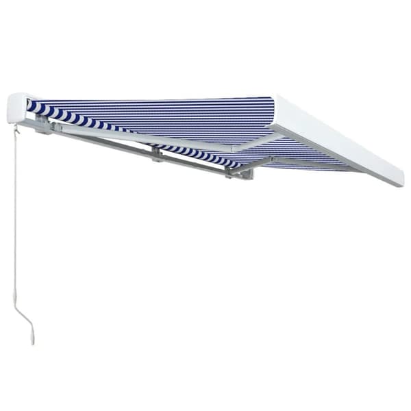 vidaXL Manuaalinen kasettimarkiisi 400x300 cm sininen ja valkoinen - Markiisit