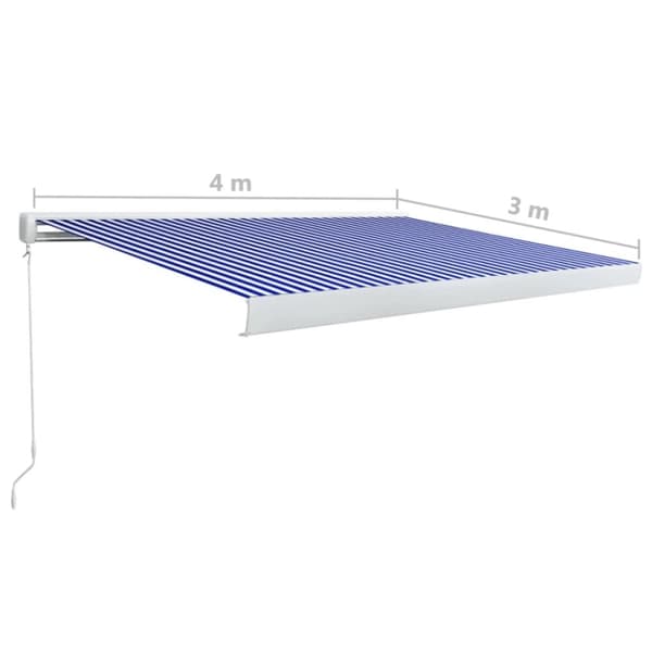 vidaXL Manuaalinen kasettimarkiisi 400x300 cm sininen ja valkoinen -  Markiisit