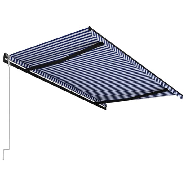 vidaXL Markis automatiskt infällbar 450x300 cm blå och vit -  Markiser