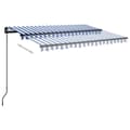 Miniatyrbild 5 av 11: vidaXL Markis manuellt infällbar med LED 3,5x2,5 m blå och vit -  Markiser