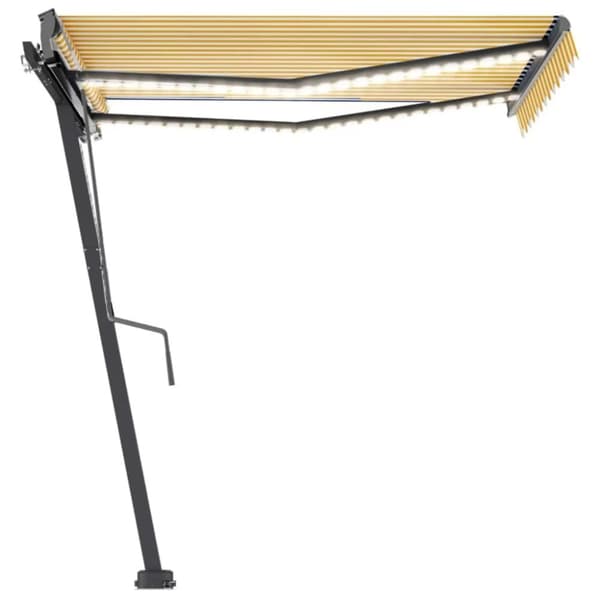 vidaXL Sisäänkelattava markiisi LEDillä 350x250cm keltavalkoinen -  Markiisit