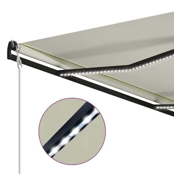 vidaXL Sisäänkelattava markiisi tuulisensori ja LED 300x250 cm kerma - Markiisit