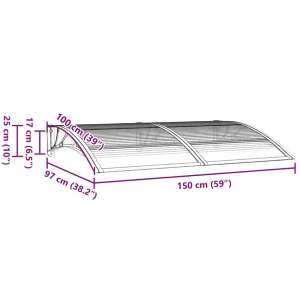 vidaXL Ovikatos musta 150x100 cm polykarbonaatti -  Markiisit