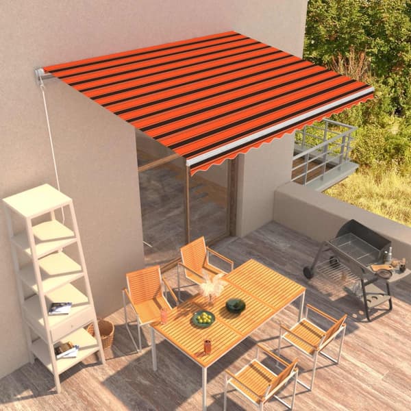 vidaXL Markis manuellt infällbar 400x300 cm orange och brun - Markiser