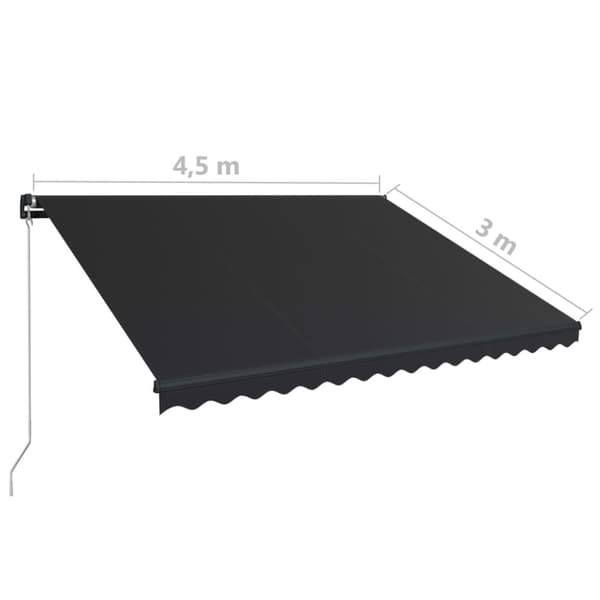 vidaXL Manuaalisesti sisäänkelattava markiisi 450x300 cm antrasiitti - Markiisit