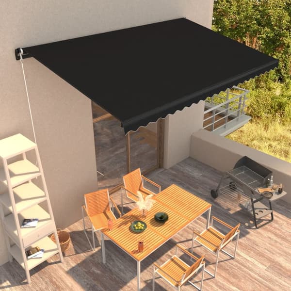 vidaXL Manuaalisesti sisäänkelattava markiisi 450x300 cm antrasiitti - Markiisit
