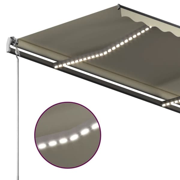 vidaXL Käsin sisäänkelattava markiisi LEDillä 3x2,5 m kerma -  Markiisit