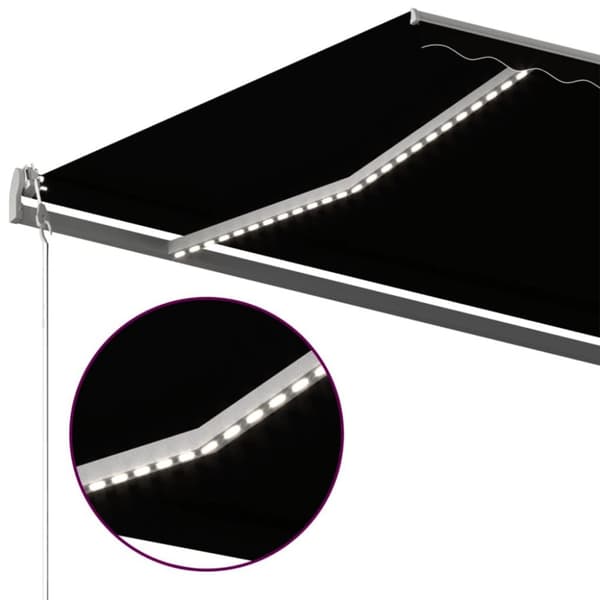 vidaXL Markis manuellt infällbar med LED 600x300 cm antracit -  Markiser